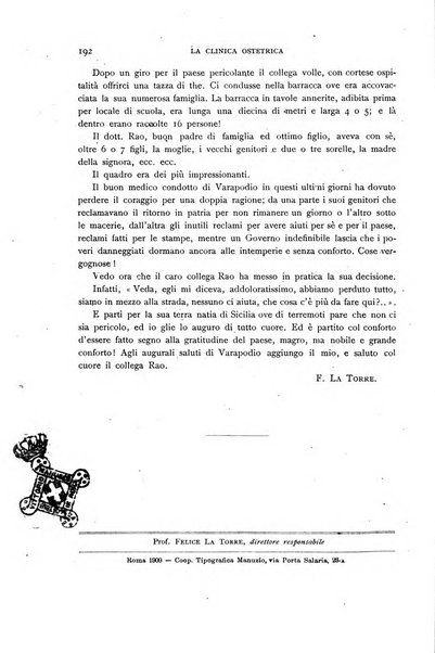 La clinica ostetrica rivista di ostetricia, ginecologia e pediatria. - A. 1, n. 1 (1899)-a. 40, n. 12 (dic. 1938)