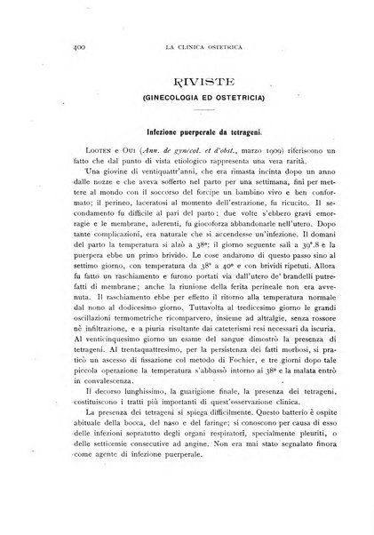 La clinica ostetrica rivista di ostetricia, ginecologia e pediatria. - A. 1, n. 1 (1899)-a. 40, n. 12 (dic. 1938)