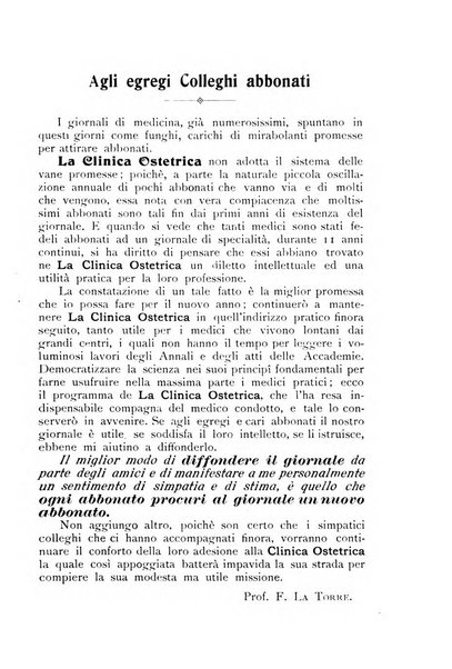 La clinica ostetrica rivista di ostetricia, ginecologia e pediatria. - A. 1, n. 1 (1899)-a. 40, n. 12 (dic. 1938)