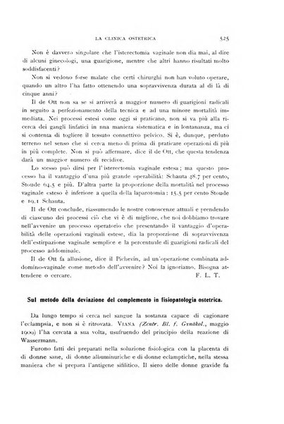 La clinica ostetrica rivista di ostetricia, ginecologia e pediatria. - A. 1, n. 1 (1899)-a. 40, n. 12 (dic. 1938)