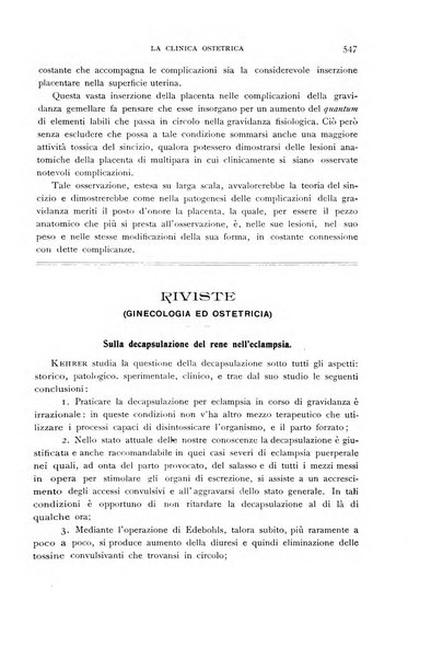 La clinica ostetrica rivista di ostetricia, ginecologia e pediatria. - A. 1, n. 1 (1899)-a. 40, n. 12 (dic. 1938)