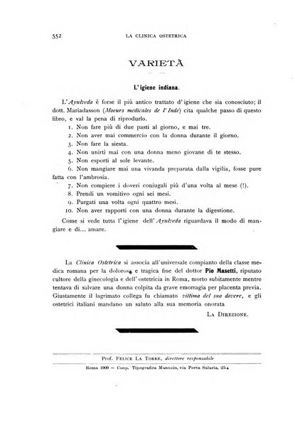 La clinica ostetrica rivista di ostetricia, ginecologia e pediatria. - A. 1, n. 1 (1899)-a. 40, n. 12 (dic. 1938)