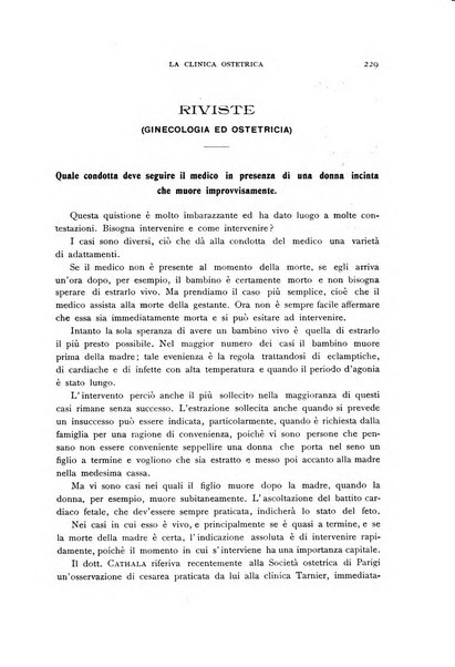 La clinica ostetrica rivista di ostetricia, ginecologia e pediatria. - A. 1, n. 1 (1899)-a. 40, n. 12 (dic. 1938)