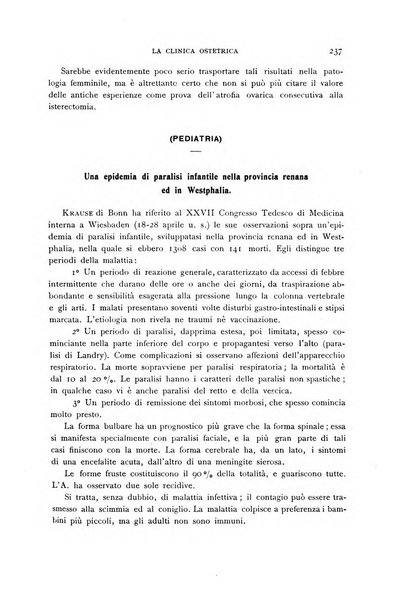 La clinica ostetrica rivista di ostetricia, ginecologia e pediatria. - A. 1, n. 1 (1899)-a. 40, n. 12 (dic. 1938)