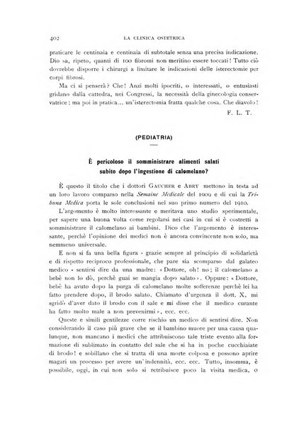 La clinica ostetrica rivista di ostetricia, ginecologia e pediatria. - A. 1, n. 1 (1899)-a. 40, n. 12 (dic. 1938)