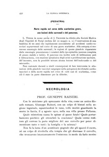 La clinica ostetrica rivista di ostetricia, ginecologia e pediatria. - A. 1, n. 1 (1899)-a. 40, n. 12 (dic. 1938)