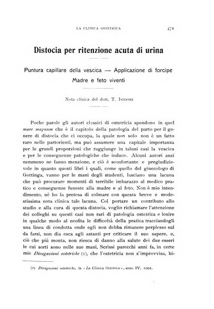 La clinica ostetrica rivista di ostetricia, ginecologia e pediatria. - A. 1, n. 1 (1899)-a. 40, n. 12 (dic. 1938)