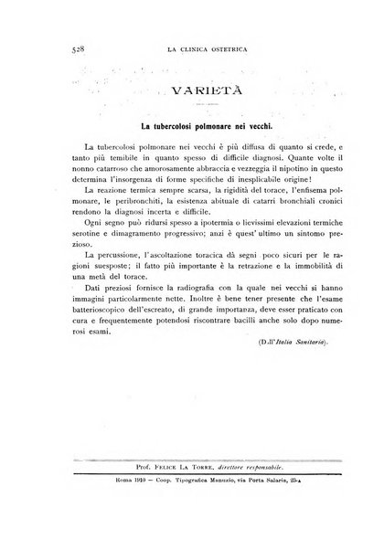 La clinica ostetrica rivista di ostetricia, ginecologia e pediatria. - A. 1, n. 1 (1899)-a. 40, n. 12 (dic. 1938)