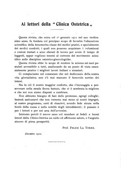 La clinica ostetrica rivista di ostetricia, ginecologia e pediatria. - A. 1, n. 1 (1899)-a. 40, n. 12 (dic. 1938)