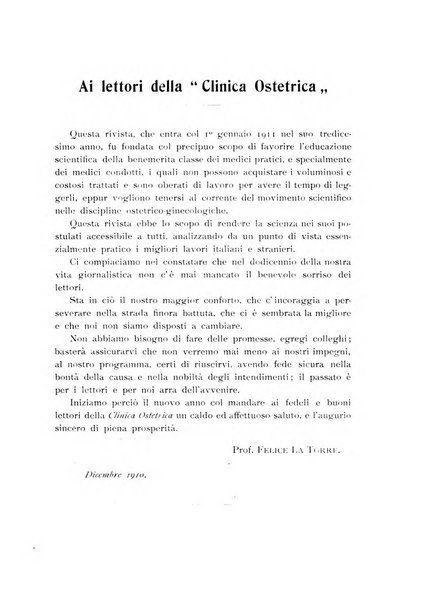 La clinica ostetrica rivista di ostetricia, ginecologia e pediatria. - A. 1, n. 1 (1899)-a. 40, n. 12 (dic. 1938)