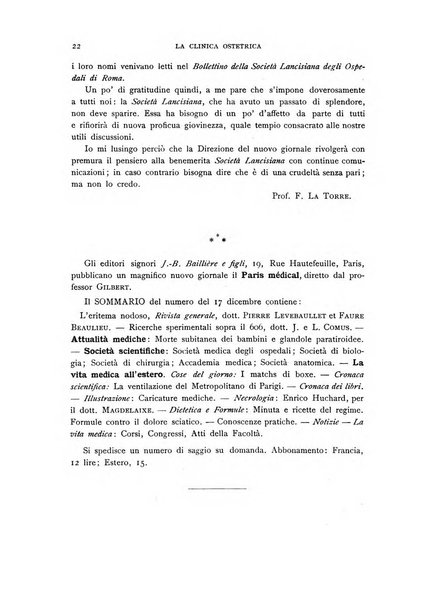 La clinica ostetrica rivista di ostetricia, ginecologia e pediatria. - A. 1, n. 1 (1899)-a. 40, n. 12 (dic. 1938)