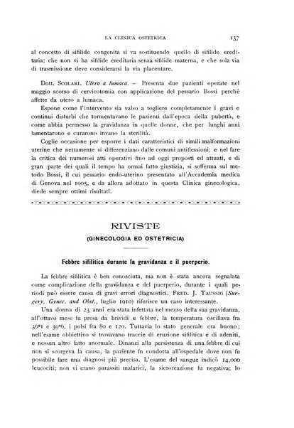 La clinica ostetrica rivista di ostetricia, ginecologia e pediatria. - A. 1, n. 1 (1899)-a. 40, n. 12 (dic. 1938)