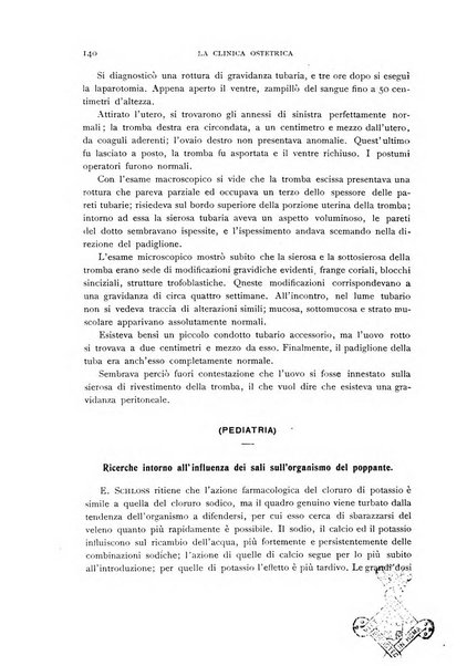 La clinica ostetrica rivista di ostetricia, ginecologia e pediatria. - A. 1, n. 1 (1899)-a. 40, n. 12 (dic. 1938)