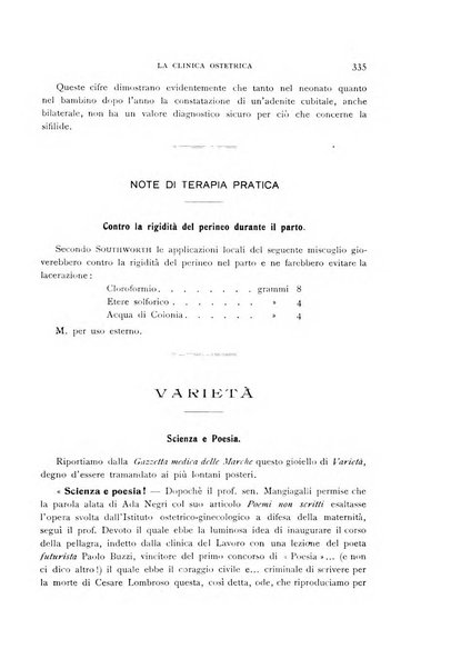 La clinica ostetrica rivista di ostetricia, ginecologia e pediatria. - A. 1, n. 1 (1899)-a. 40, n. 12 (dic. 1938)