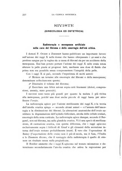 La clinica ostetrica rivista di ostetricia, ginecologia e pediatria. - A. 1, n. 1 (1899)-a. 40, n. 12 (dic. 1938)