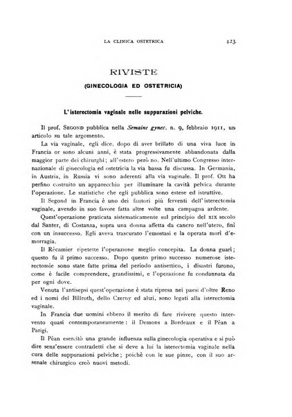 La clinica ostetrica rivista di ostetricia, ginecologia e pediatria. - A. 1, n. 1 (1899)-a. 40, n. 12 (dic. 1938)