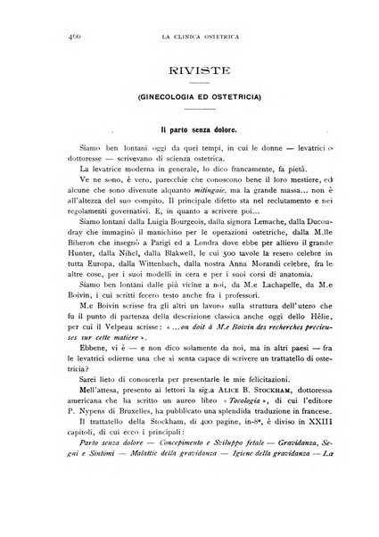 La clinica ostetrica rivista di ostetricia, ginecologia e pediatria. - A. 1, n. 1 (1899)-a. 40, n. 12 (dic. 1938)