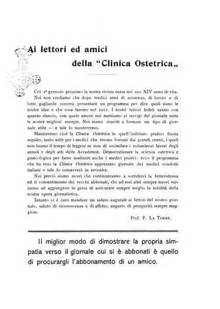 La clinica ostetrica rivista di ostetricia, ginecologia e pediatria. - A. 1, n. 1 (1899)-a. 40, n. 12 (dic. 1938)