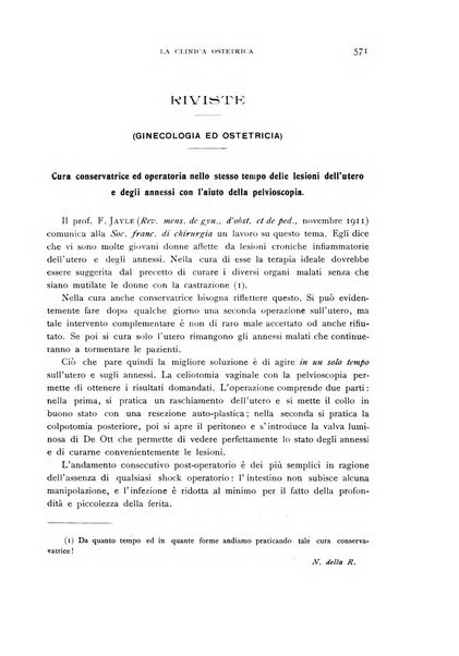 La clinica ostetrica rivista di ostetricia, ginecologia e pediatria. - A. 1, n. 1 (1899)-a. 40, n. 12 (dic. 1938)