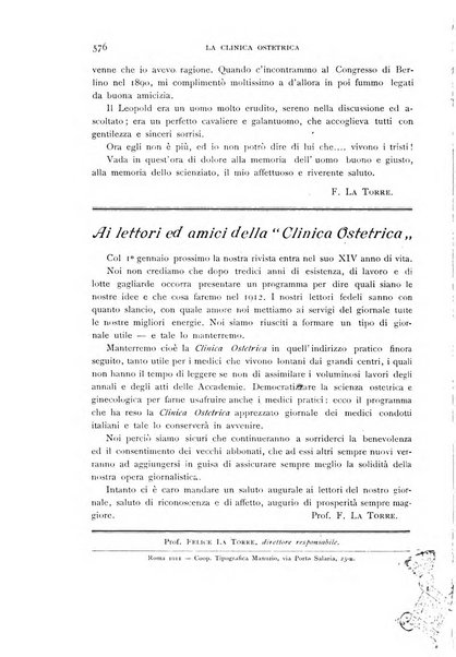 La clinica ostetrica rivista di ostetricia, ginecologia e pediatria. - A. 1, n. 1 (1899)-a. 40, n. 12 (dic. 1938)