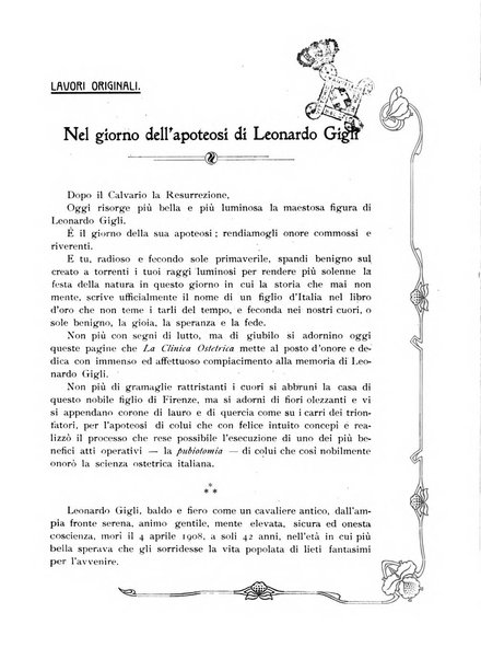 La clinica ostetrica rivista di ostetricia, ginecologia e pediatria. - A. 1, n. 1 (1899)-a. 40, n. 12 (dic. 1938)