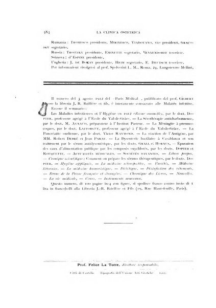 La clinica ostetrica rivista di ostetricia, ginecologia e pediatria. - A. 1, n. 1 (1899)-a. 40, n. 12 (dic. 1938)