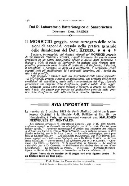 La clinica ostetrica rivista di ostetricia, ginecologia e pediatria. - A. 1, n. 1 (1899)-a. 40, n. 12 (dic. 1938)