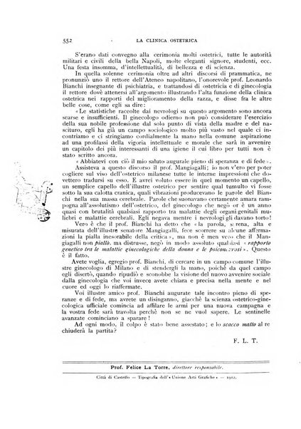 La clinica ostetrica rivista di ostetricia, ginecologia e pediatria. - A. 1, n. 1 (1899)-a. 40, n. 12 (dic. 1938)