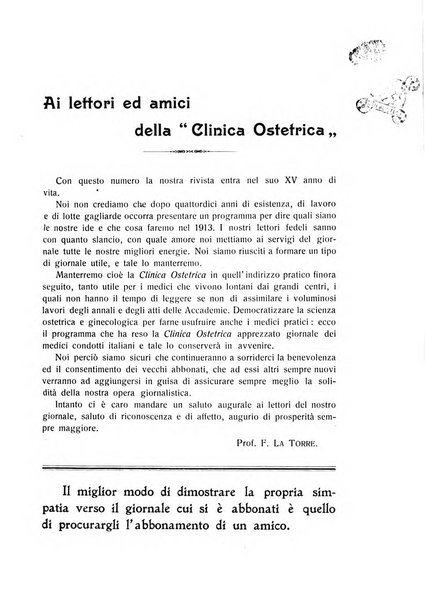 La clinica ostetrica rivista di ostetricia, ginecologia e pediatria. - A. 1, n. 1 (1899)-a. 40, n. 12 (dic. 1938)