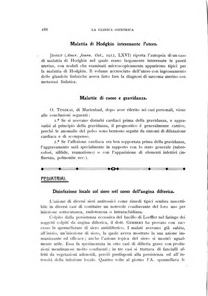 La clinica ostetrica rivista di ostetricia, ginecologia e pediatria. - A. 1, n. 1 (1899)-a. 40, n. 12 (dic. 1938)