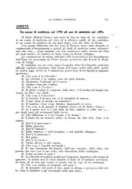 La clinica ostetrica rivista di ostetricia, ginecologia e pediatria. - A. 1, n. 1 (1899)-a. 40, n. 12 (dic. 1938)