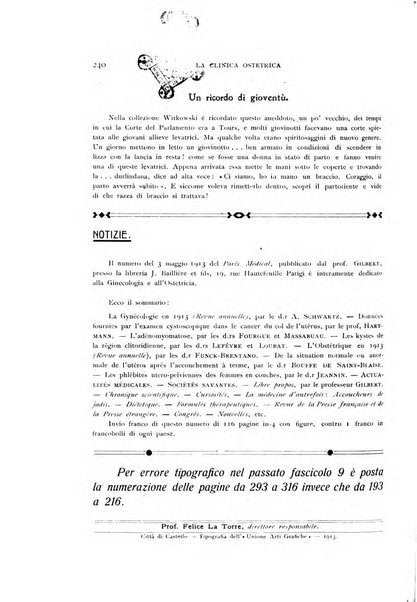 La clinica ostetrica rivista di ostetricia, ginecologia e pediatria. - A. 1, n. 1 (1899)-a. 40, n. 12 (dic. 1938)