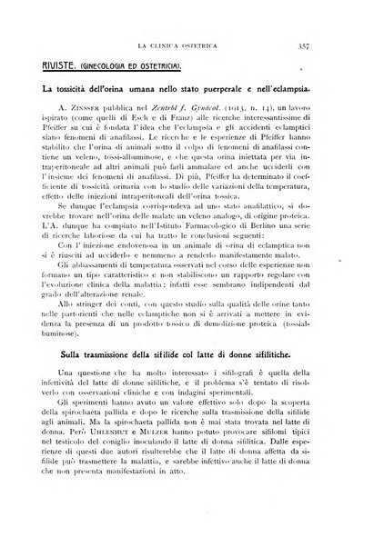 La clinica ostetrica rivista di ostetricia, ginecologia e pediatria. - A. 1, n. 1 (1899)-a. 40, n. 12 (dic. 1938)