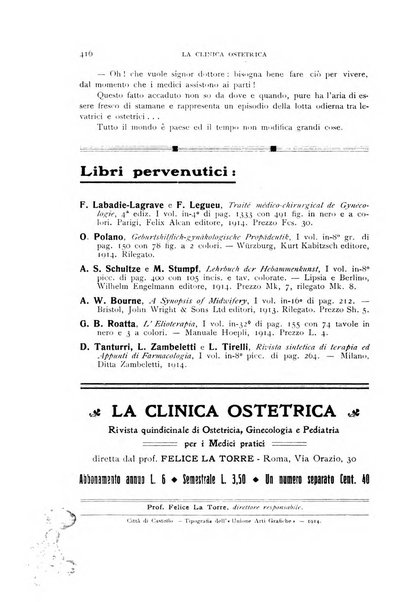 La clinica ostetrica rivista di ostetricia, ginecologia e pediatria. - A. 1, n. 1 (1899)-a. 40, n. 12 (dic. 1938)