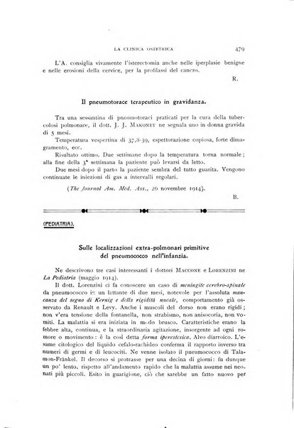 La clinica ostetrica rivista di ostetricia, ginecologia e pediatria. - A. 1, n. 1 (1899)-a. 40, n. 12 (dic. 1938)