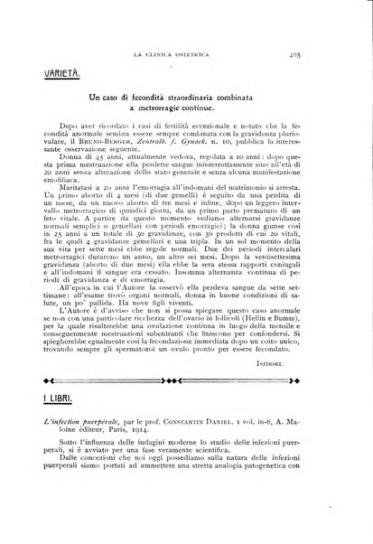 La clinica ostetrica rivista di ostetricia, ginecologia e pediatria. - A. 1, n. 1 (1899)-a. 40, n. 12 (dic. 1938)