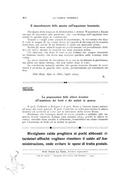 La clinica ostetrica rivista di ostetricia, ginecologia e pediatria. - A. 1, n. 1 (1899)-a. 40, n. 12 (dic. 1938)