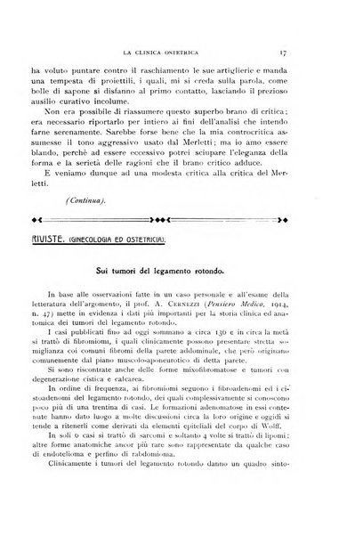 La clinica ostetrica rivista di ostetricia, ginecologia e pediatria. - A. 1, n. 1 (1899)-a. 40, n. 12 (dic. 1938)