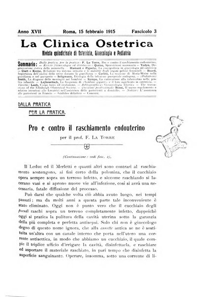 La clinica ostetrica rivista di ostetricia, ginecologia e pediatria. - A. 1, n. 1 (1899)-a. 40, n. 12 (dic. 1938)