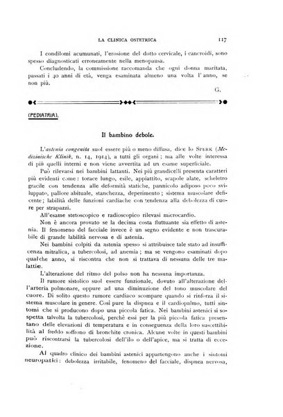 La clinica ostetrica rivista di ostetricia, ginecologia e pediatria. - A. 1, n. 1 (1899)-a. 40, n. 12 (dic. 1938)