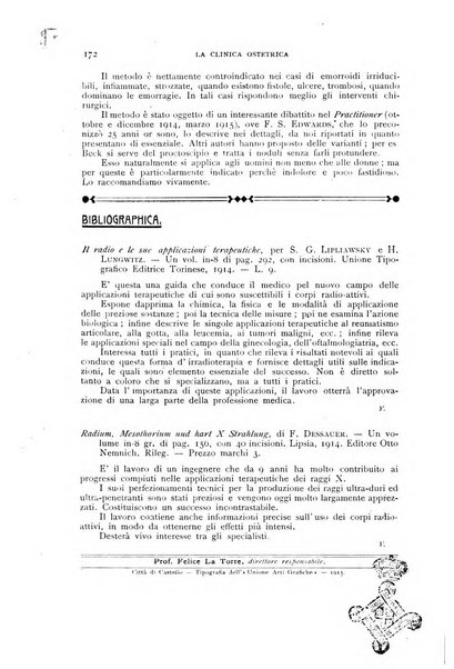 La clinica ostetrica rivista di ostetricia, ginecologia e pediatria. - A. 1, n. 1 (1899)-a. 40, n. 12 (dic. 1938)