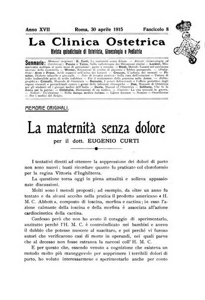 La clinica ostetrica rivista di ostetricia, ginecologia e pediatria. - A. 1, n. 1 (1899)-a. 40, n. 12 (dic. 1938)