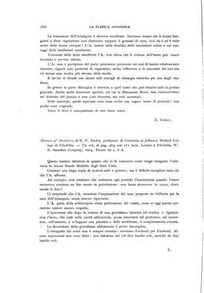 La clinica ostetrica rivista di ostetricia, ginecologia e pediatria. - A. 1, n. 1 (1899)-a. 40, n. 12 (dic. 1938)