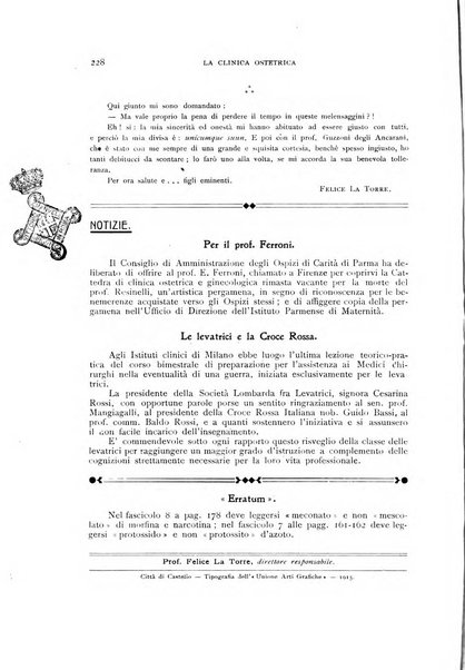 La clinica ostetrica rivista di ostetricia, ginecologia e pediatria. - A. 1, n. 1 (1899)-a. 40, n. 12 (dic. 1938)