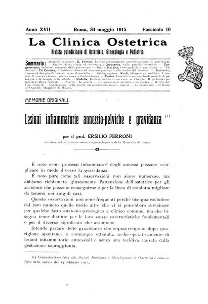 La clinica ostetrica rivista di ostetricia, ginecologia e pediatria. - A. 1, n. 1 (1899)-a. 40, n. 12 (dic. 1938)