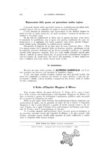 La clinica ostetrica rivista di ostetricia, ginecologia e pediatria. - A. 1, n. 1 (1899)-a. 40, n. 12 (dic. 1938)