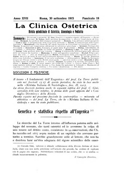 La clinica ostetrica rivista di ostetricia, ginecologia e pediatria. - A. 1, n. 1 (1899)-a. 40, n. 12 (dic. 1938)