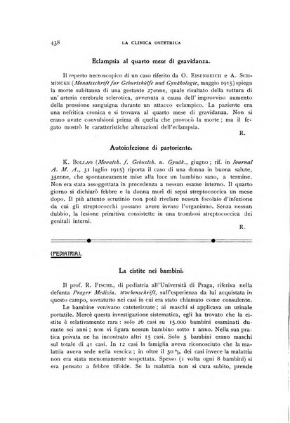 La clinica ostetrica rivista di ostetricia, ginecologia e pediatria. - A. 1, n. 1 (1899)-a. 40, n. 12 (dic. 1938)