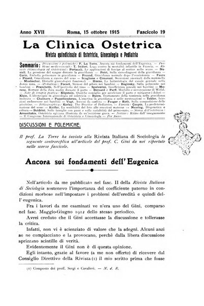 La clinica ostetrica rivista di ostetricia, ginecologia e pediatria. - A. 1, n. 1 (1899)-a. 40, n. 12 (dic. 1938)