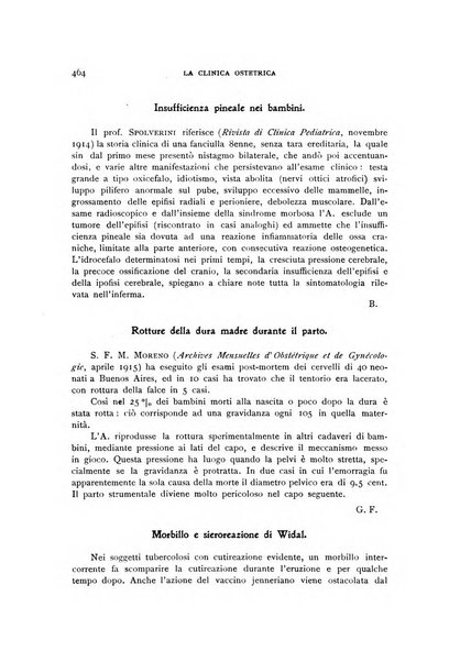 La clinica ostetrica rivista di ostetricia, ginecologia e pediatria. - A. 1, n. 1 (1899)-a. 40, n. 12 (dic. 1938)